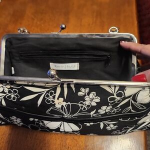 White House Black Market Black and White Floral Clutch